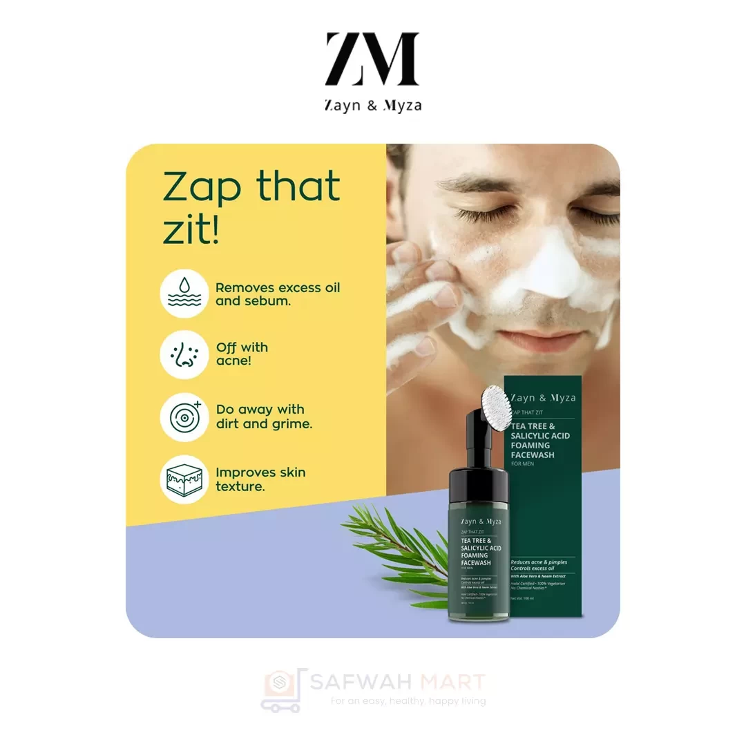 ZM Tea Tree & Salicylic Acid Foaming Facewash - For Men