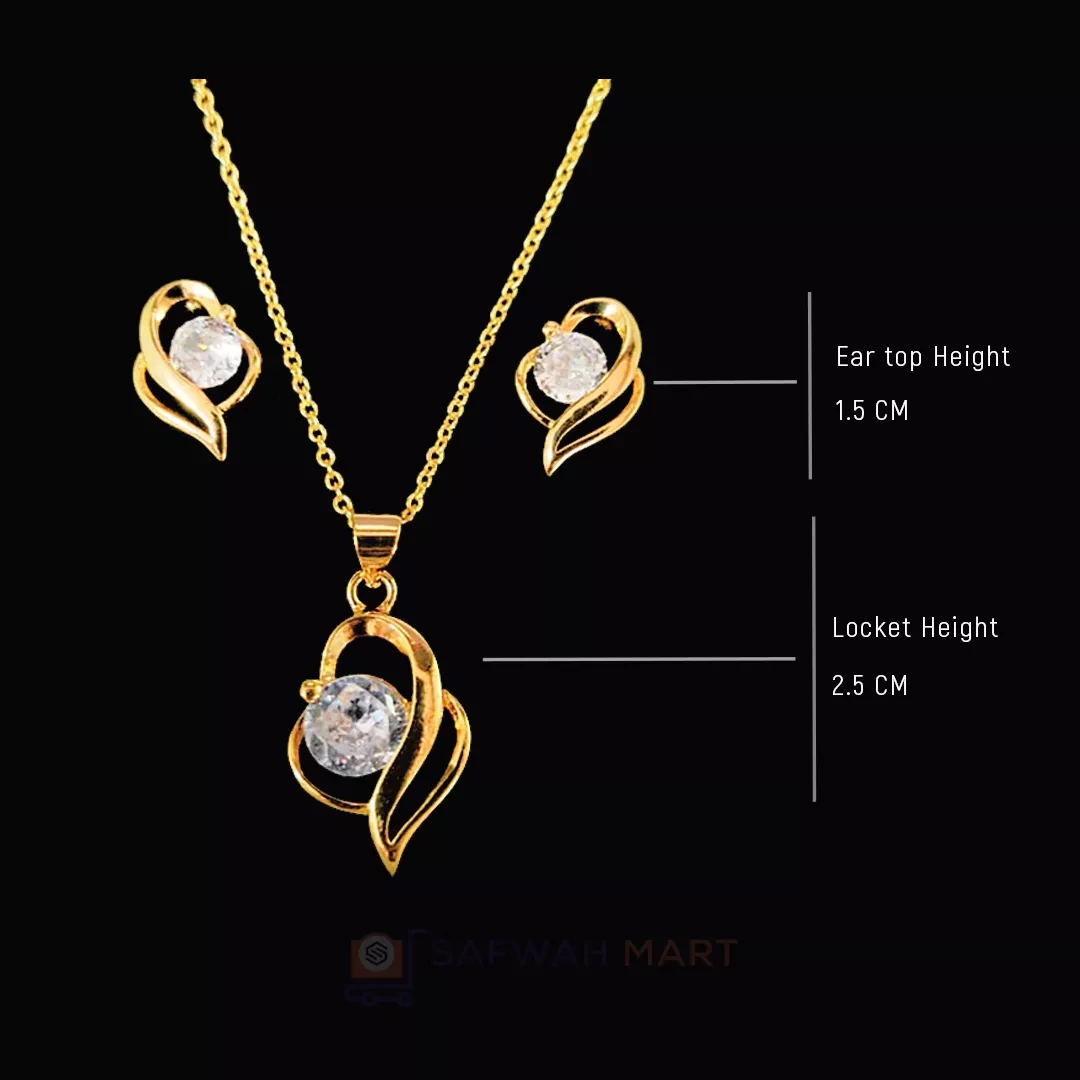 Necklace & Earring Set (Big Golden Spiral Crystal)