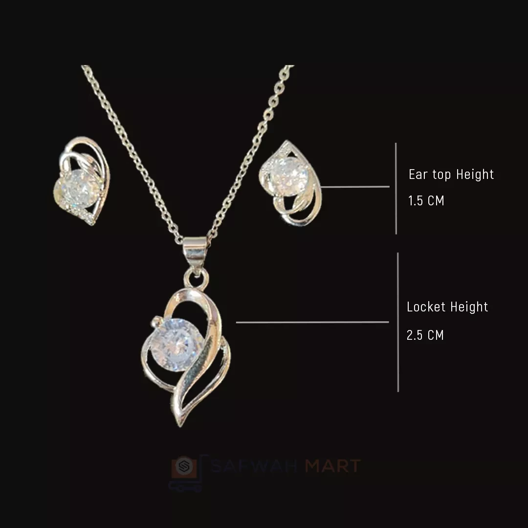 Necklace & Earring Set (Big Silver Spiral Crystal)