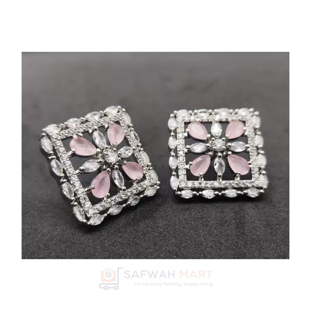 Ear Top Flower in Square (White Pink)