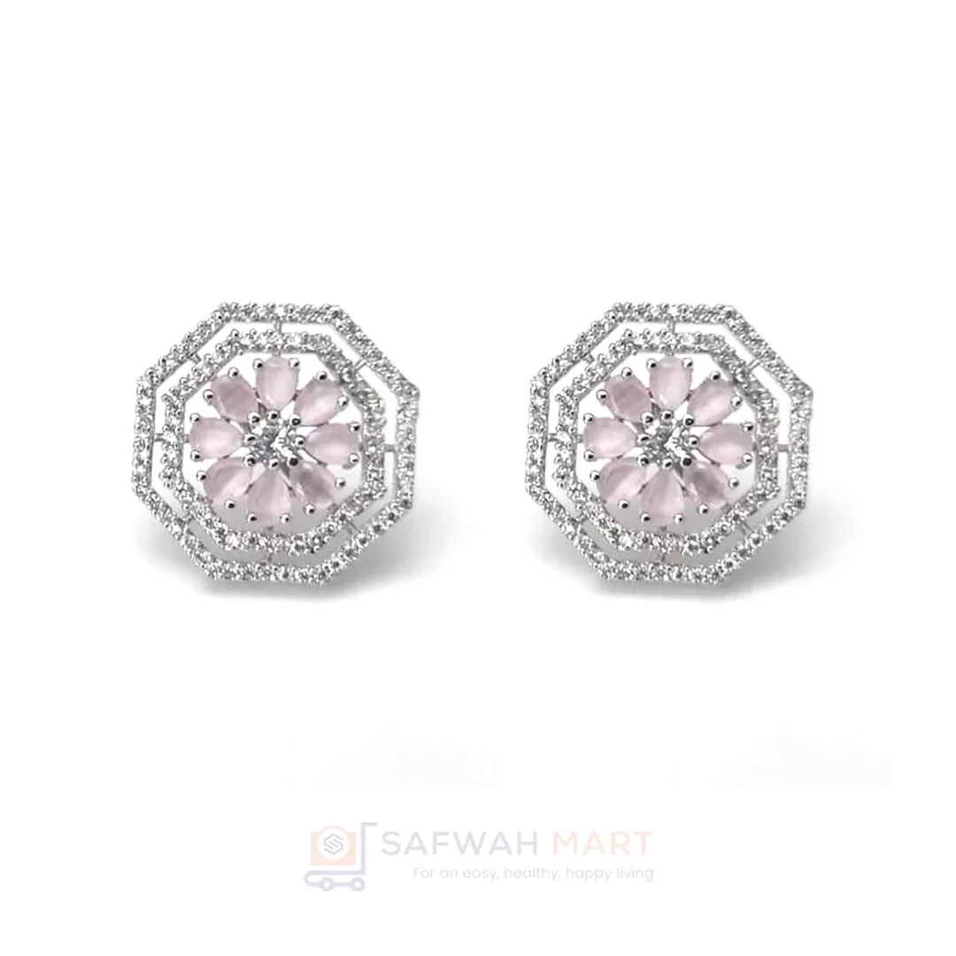 Ear Top Octagon Flower (White Pink)