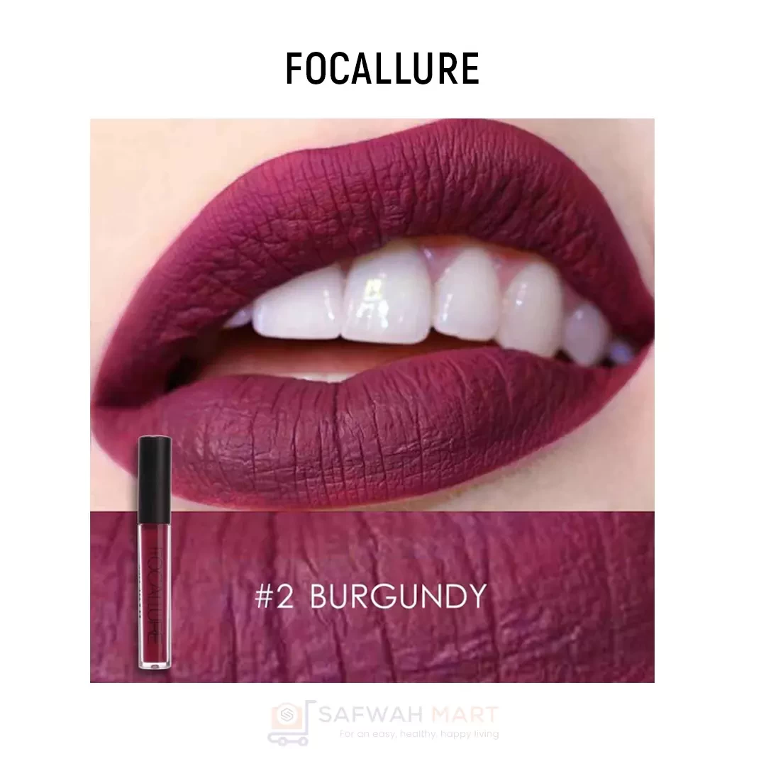 Focallure Waterproof Matte Liquid Lipstick -2(Burgundy)