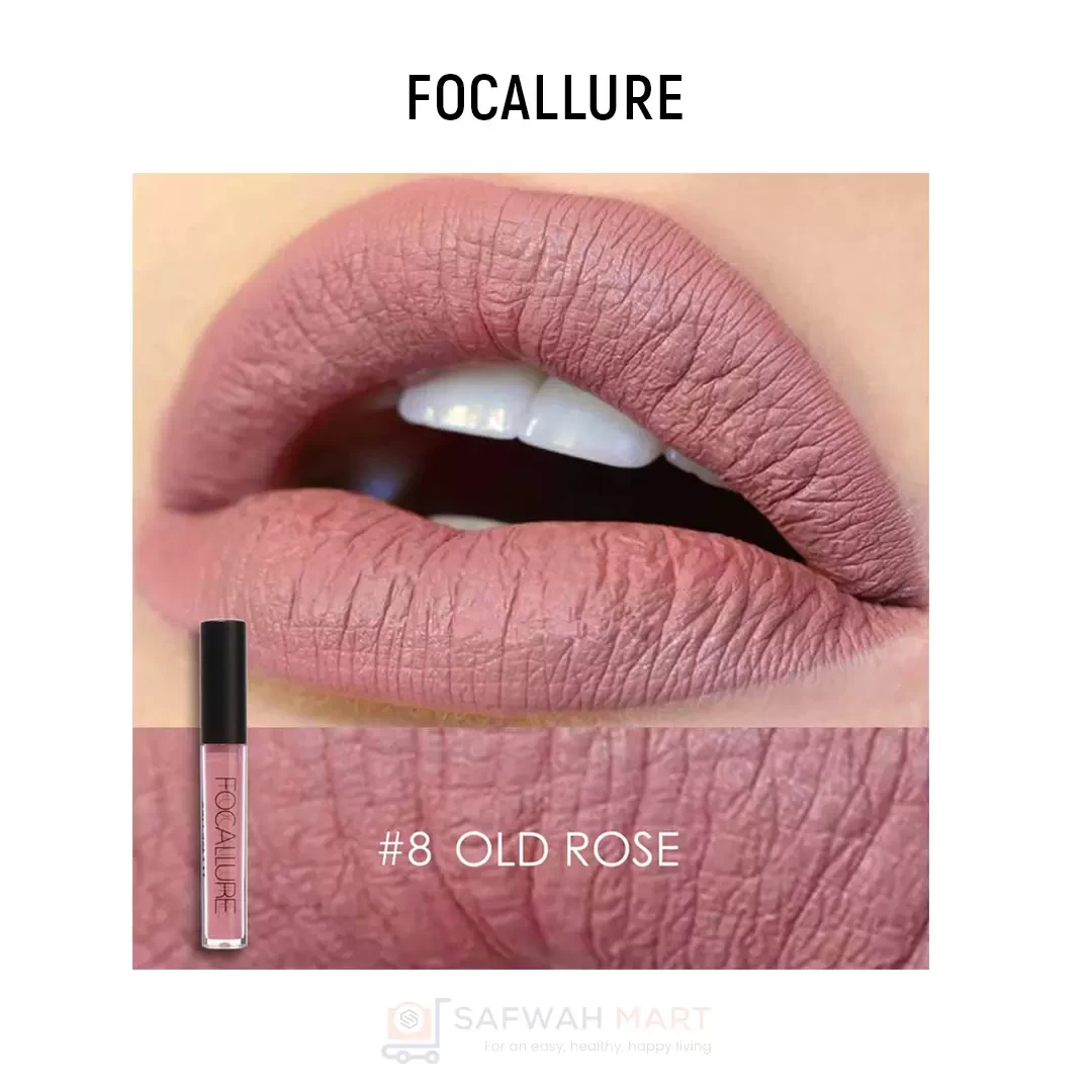 Focallure Waterproof Matte Liquid Lipstick -8(Old Rose)
