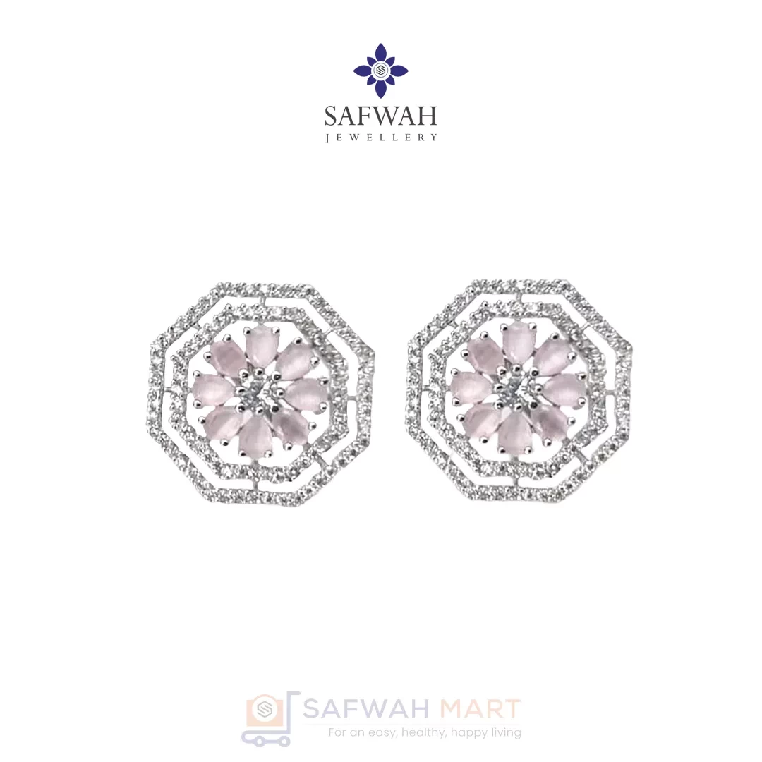 Ear Top Octagon Flower (White Pink)